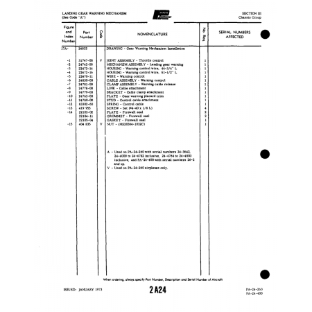 Aviation Part (24779-00) — Piper PA-32-260 Aviation Part (24779-00) — Piper PA-32-260