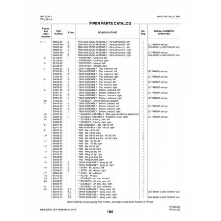 Aviation Part (62070-11) — Piper PA-32-260 Aviation Part (62070-11) — Piper PA-32-260