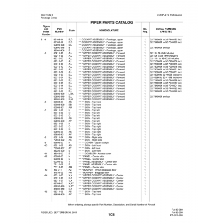 Aviation Part (68311-06) — Piper PA-32-260 Aviation Part (68311-06) — Piper PA-32-260