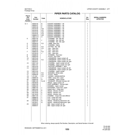 Aviation Part (68974-00) — Piper PA-32-260 Aviation Part (68974-00) — Piper PA-32-260