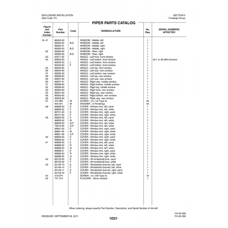 Aviation Part (68297-01) — Piper PA-32-260 Aviation Part (68297-01) — Piper PA-32-260
