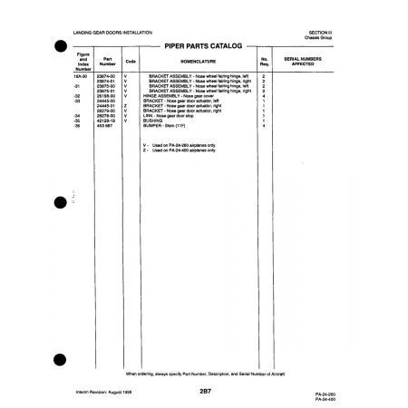 Aviation Part (23874-01) — Piper PA-32-260