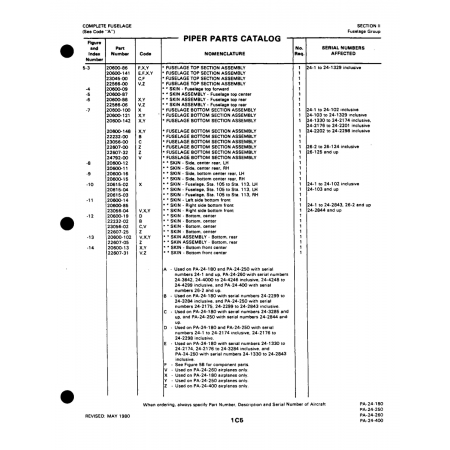 Aviation Part (22607-00) — Piper PA-32-260 Aviation Part (22607-00) — Piper PA-32-260