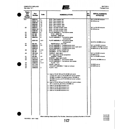 Aviation Part (23680-05) — Piper PA-32-260