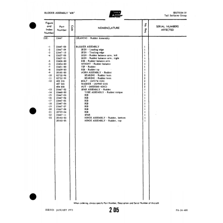 Aviation Part (23447-06) — Piper PA-32-260 Aviation Part (23447-06) — Piper PA-32-260