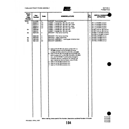 Aviation Part (23643-00) — Piper PA-32-260