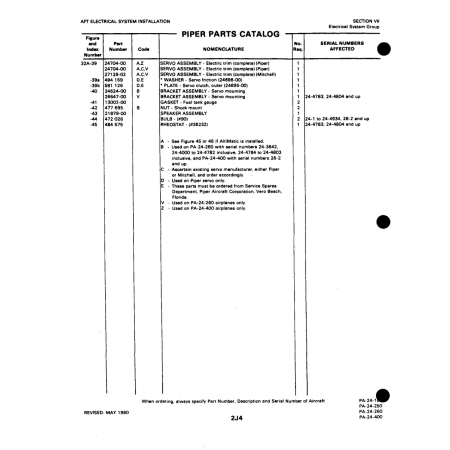 Aviation Part (21879-00) — Piper PA-32-260