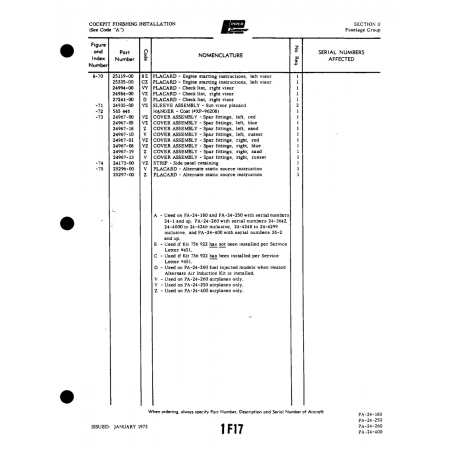 Aviation Part (24173-00) — Piper PA-32-260