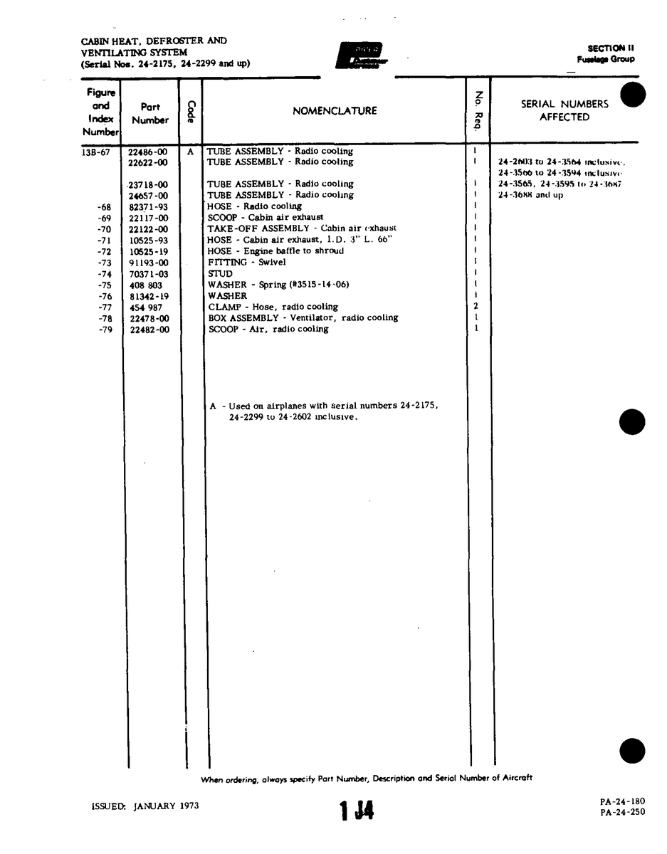 Aviation Part 81342-19 for Piper PA-22 Aircraft