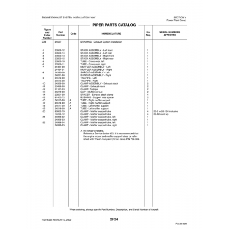 Aviation Part (23500-14) — Piper PA-32-260