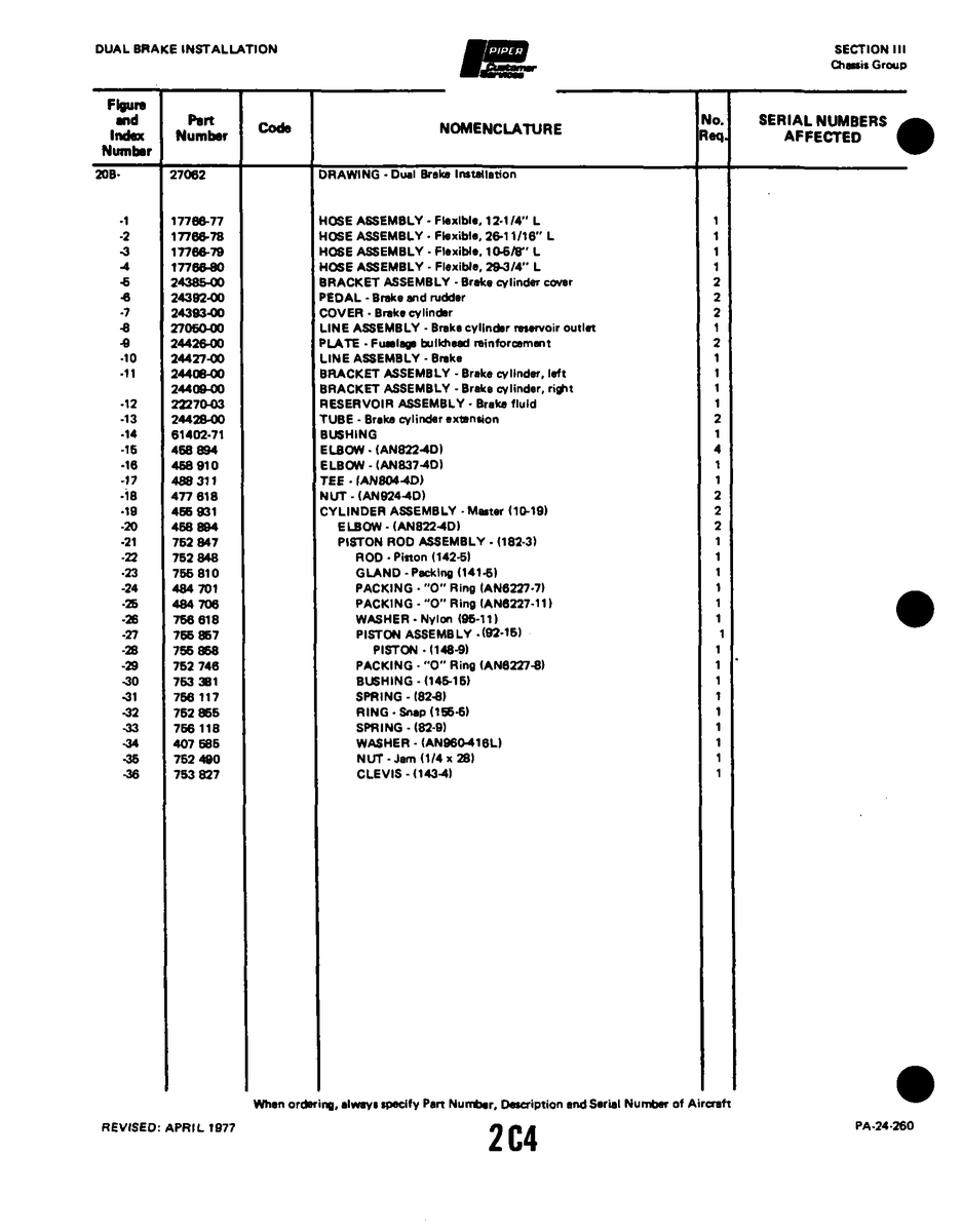 Tee AN804 for Piper PA-32-260 Aircraft