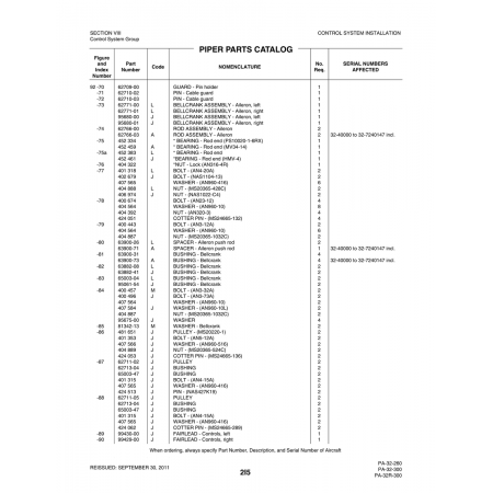 Aviation Part (62771-01) — Piper PA-32-260 Aviation Part (62771-01) — Piper PA-32-260