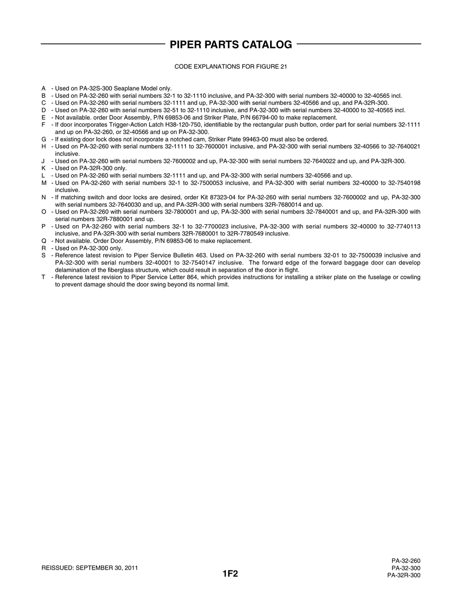 Aviation Part 87323-04 for Piper PA-32-260 Aircraft