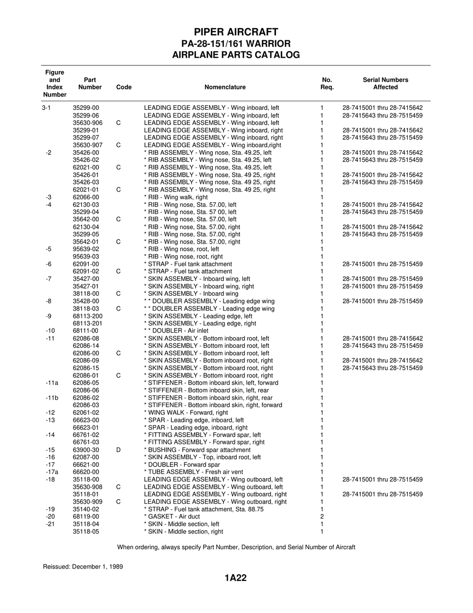 Aviation Part 35299-04 for Piper PA-28-161 Warrior Aircraft