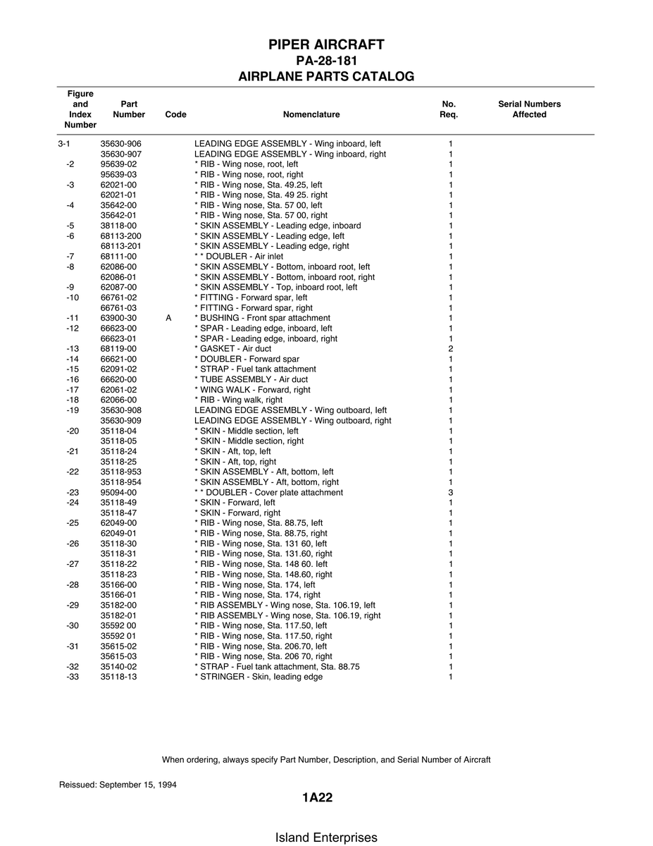 Aviation Part 35592 for Piper PA-28-181 Archer Aircraft