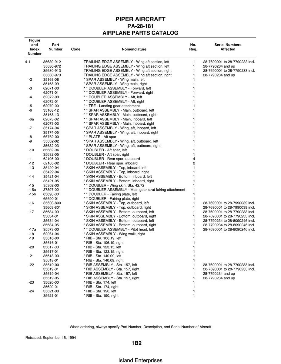 Aviation Part 35634-00 for Piper PA-28-161 Warrior Aircraft