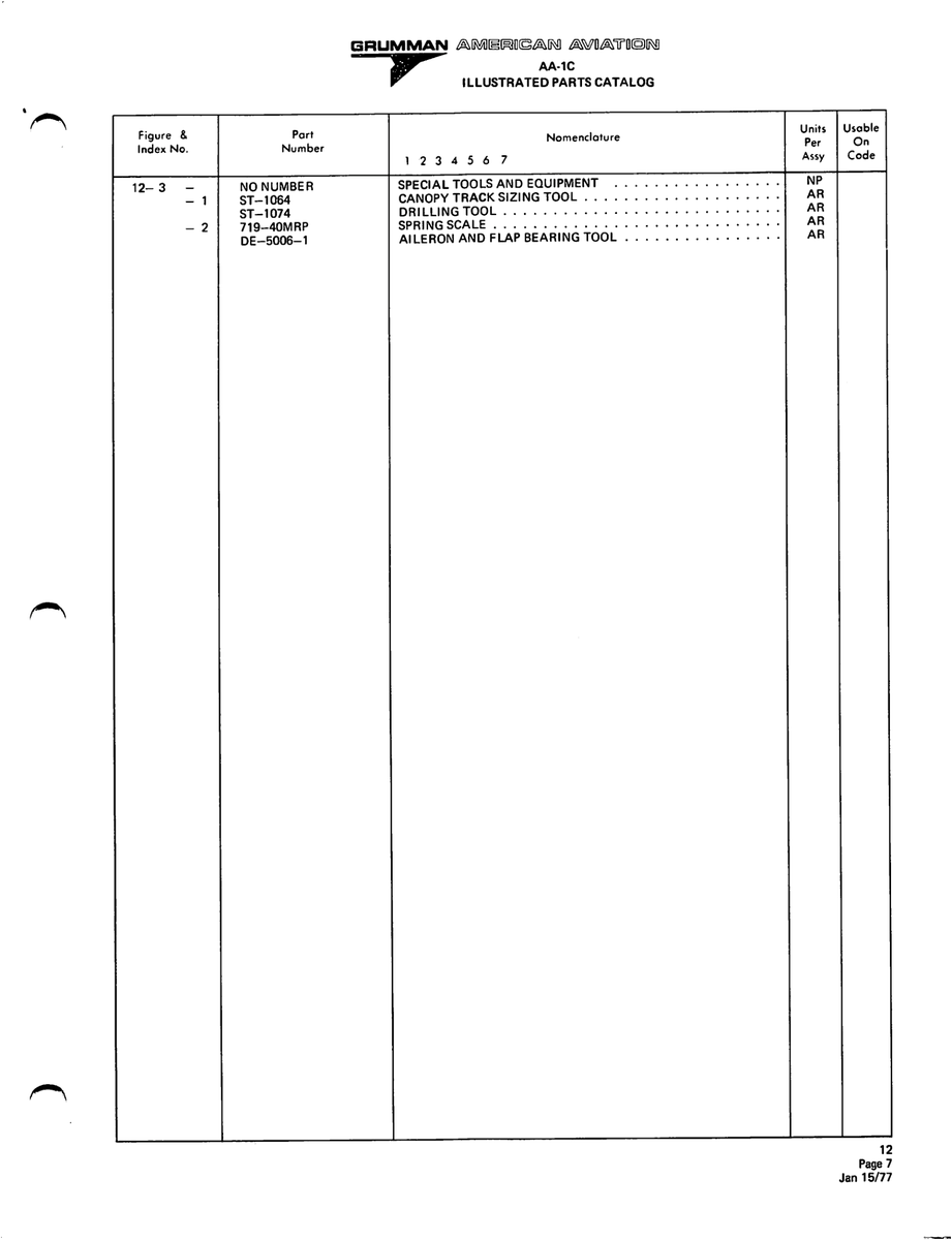 Aviation Part ST-1074 for American AA-1 Aircraft