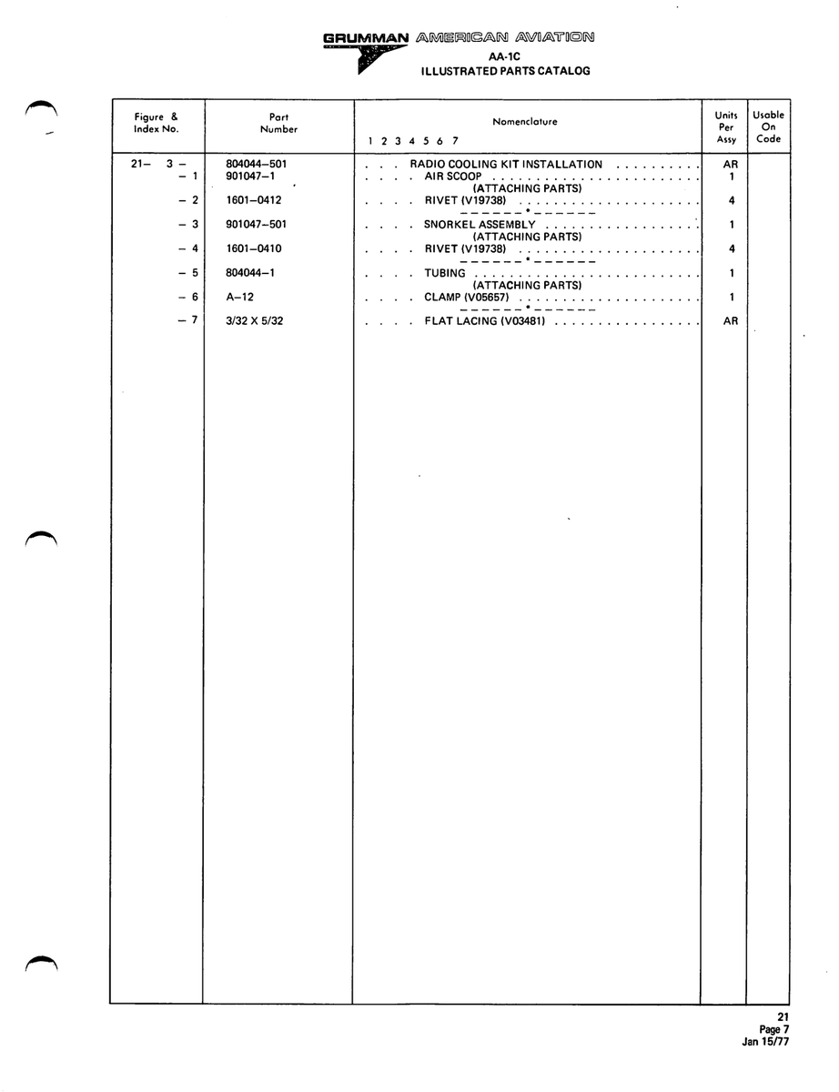 Aviation Part 1601-0412 for American AA-1 Aircraft