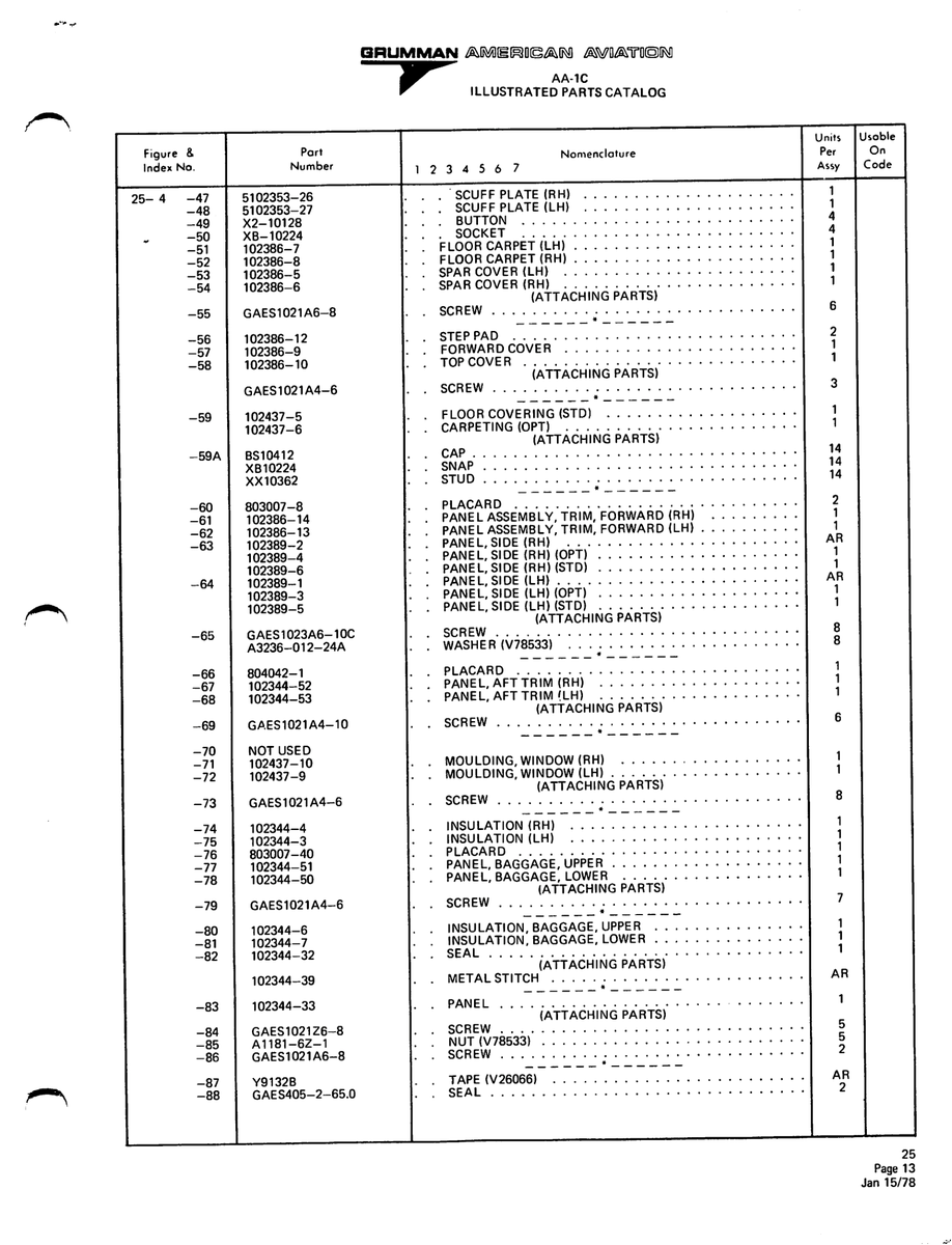 Aviation Part X2-10128 for American AA-1 Aircraft