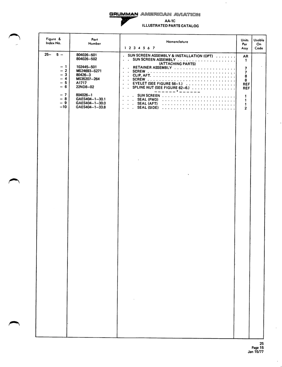 Aviation Part A1717 for American AA-1 Aircraft