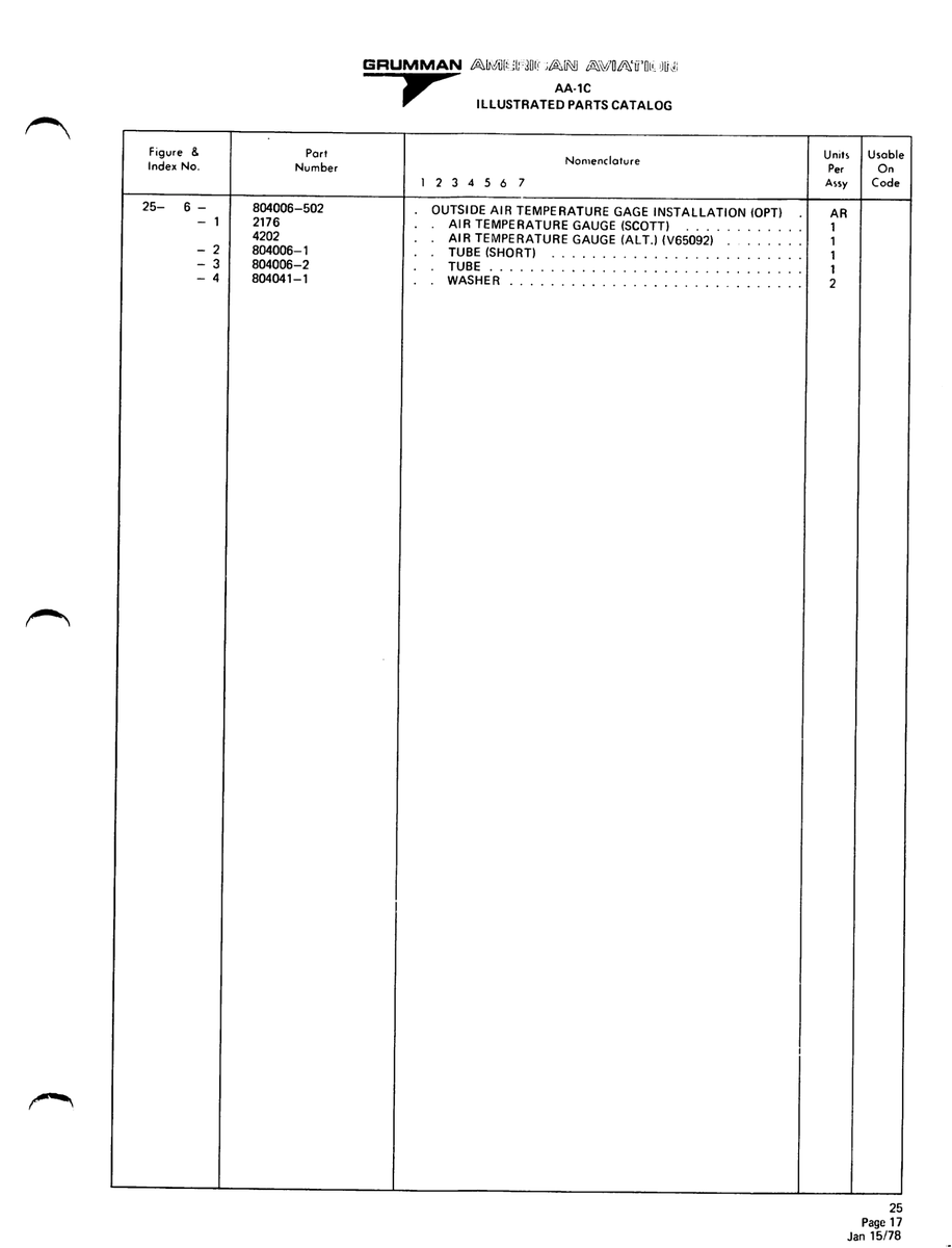 Aviation Part 804006-502 for American AA-1 Aircraft