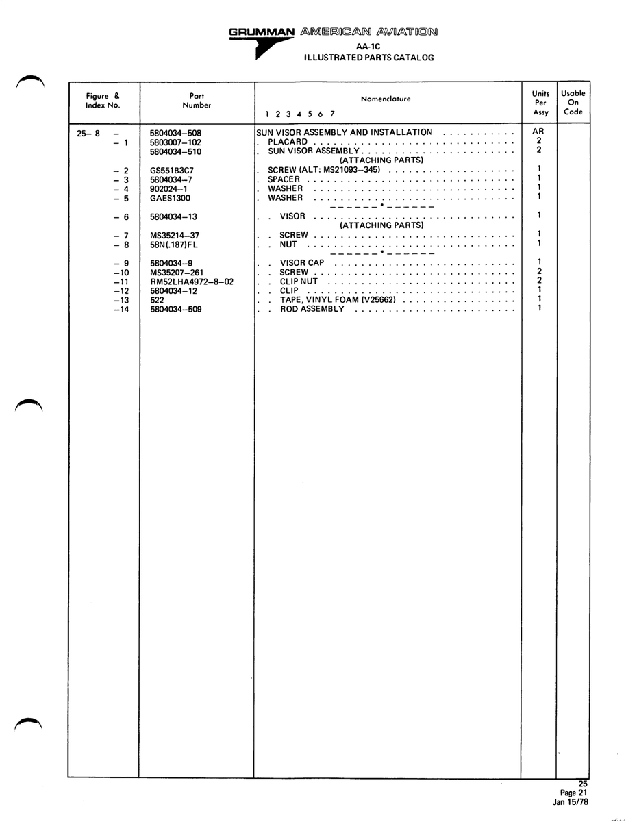 Aviation Part GS551B3C7 for American AA-1 Aircraft