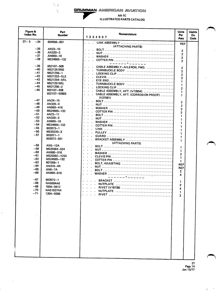 Aviation Part 901056-1 for American AA-1 Aircraft