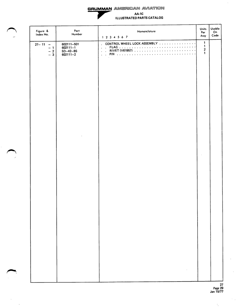 Aviation Part SD-42-BS for American AA-1 Aircraft