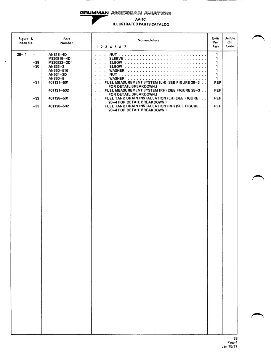 Aviation Part 401128-501 for American AA-1 Aircraft