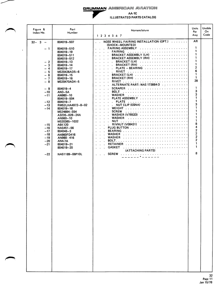 Aviation Part 804019-15 for American AA-1 Aircraft