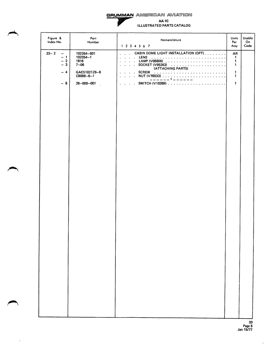 Aviation Part 26-000-001 for American AA-1 Aircraft