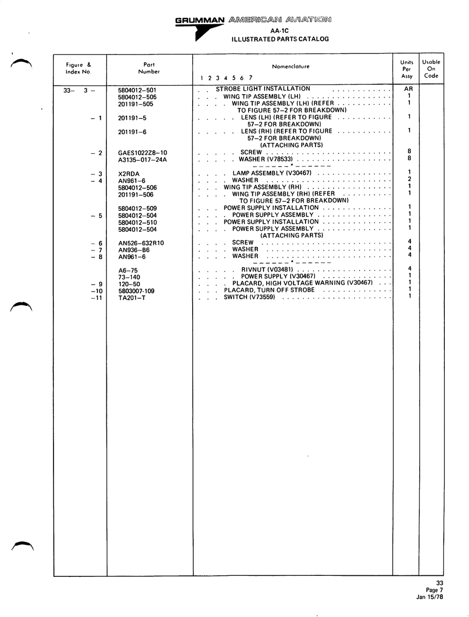 Aviation Part 201191-506 for American AA-1 Aircraft