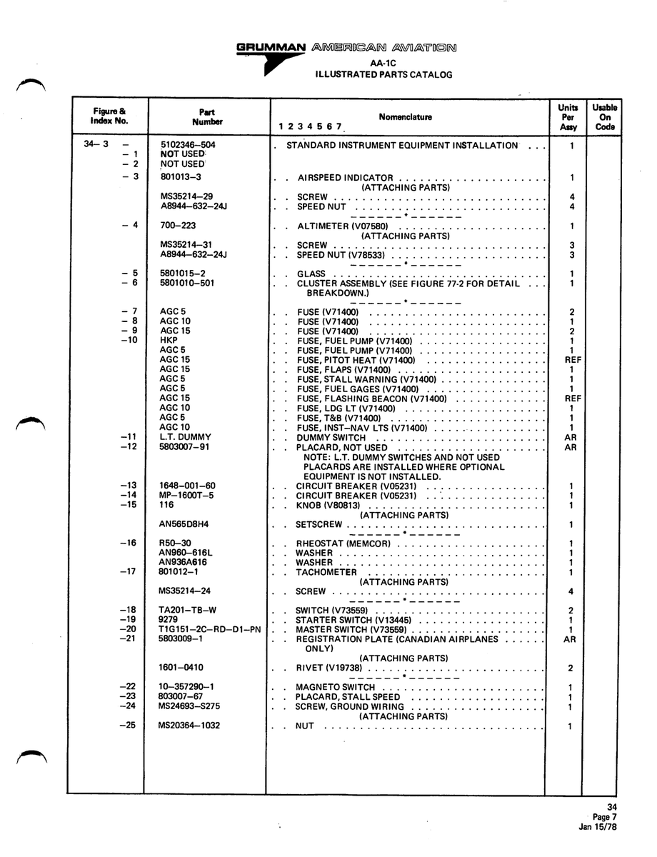 Aviation Part 5803009-1 for American AA-1 Aircraft