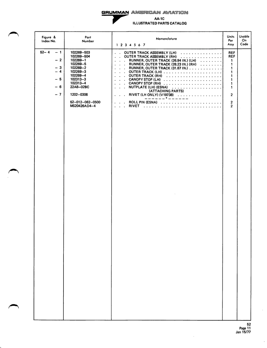 Aviation Part 102313-4 for American AA-1 Aircraft