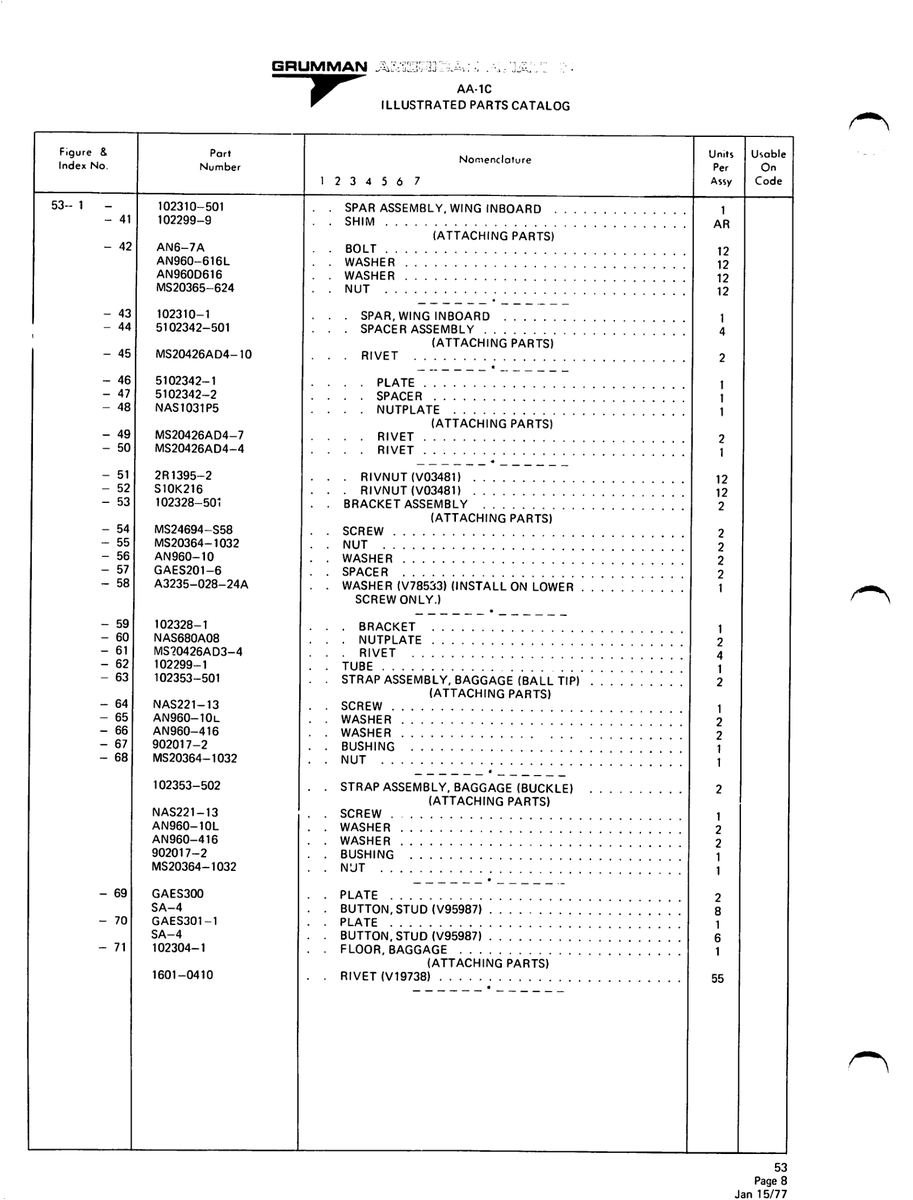 Aviation Part 102328-1 for American AA-1 Aircraft