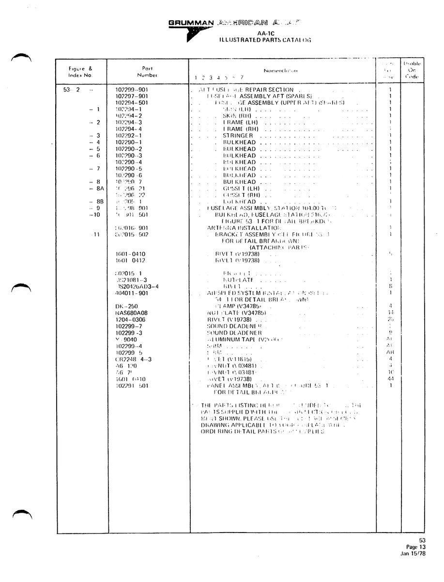 Aviation Part 102291 for American AA-1 Aircraft