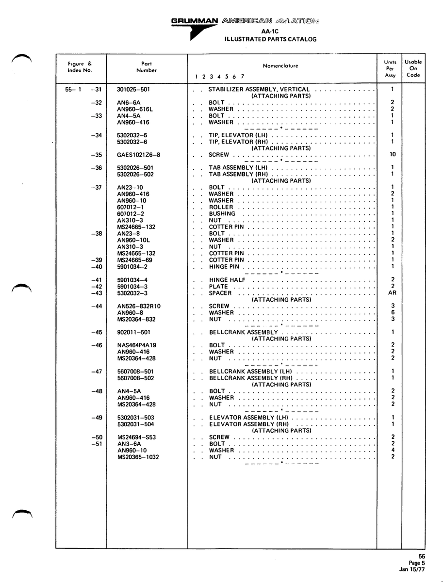 Aviation Part 902011-501 for American AA-1 Aircraft
