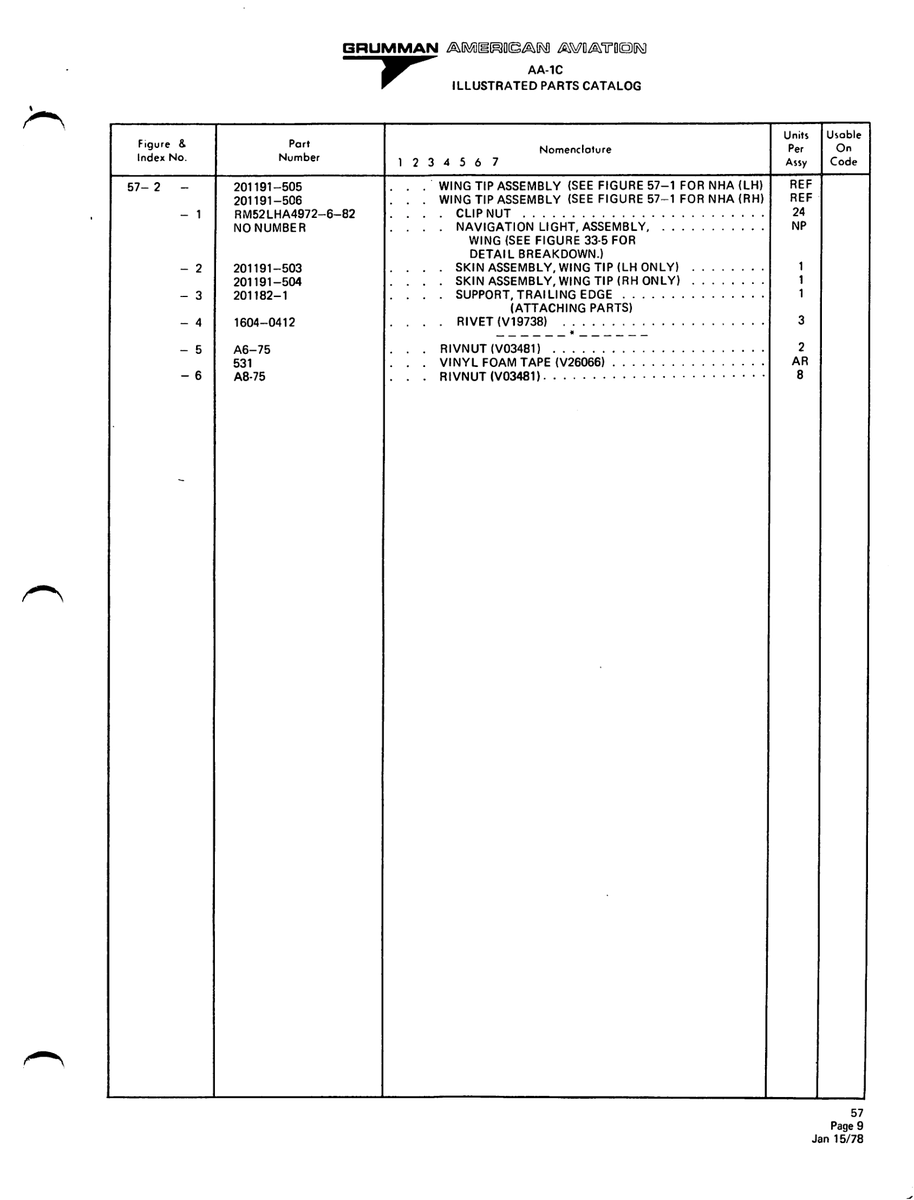 Aviation Part 201182-1 for American AA-1 Aircraft