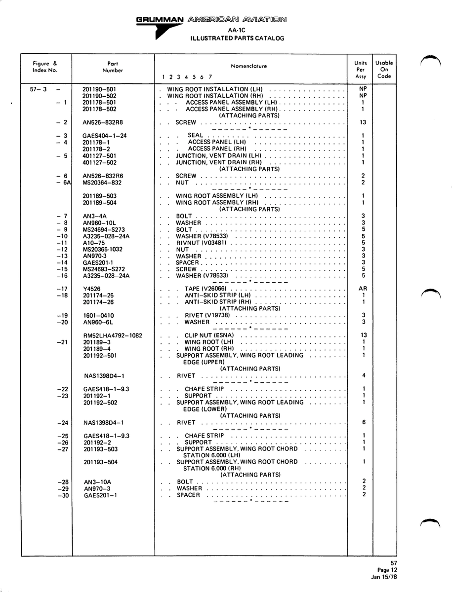Aviation Part 201193-503 for American AA-1 Aircraft