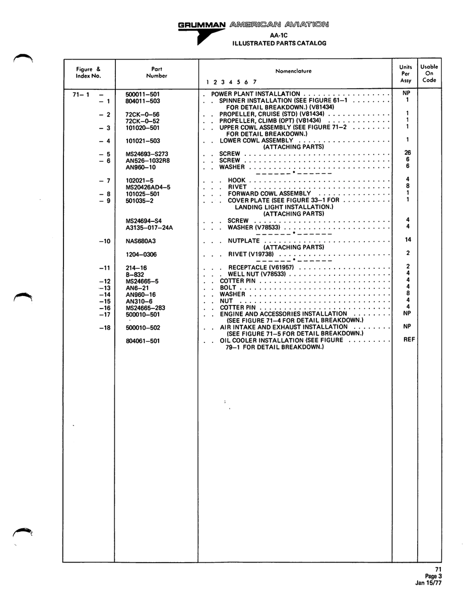Aviation Part 101025-501 for American AA-1 Aircraft