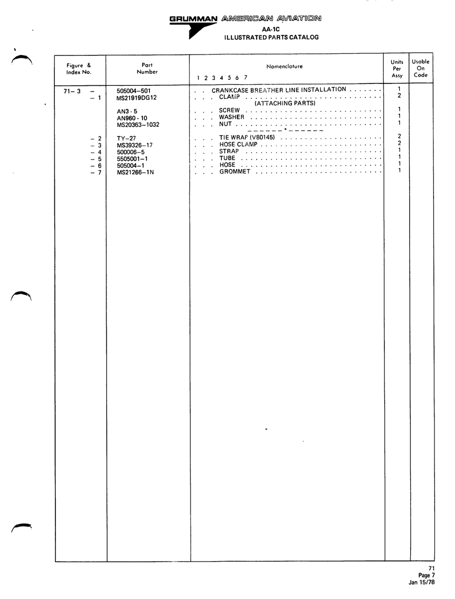 Military-Standard Aviation Hardware MS21266-1N for American AA-1 Aircraft