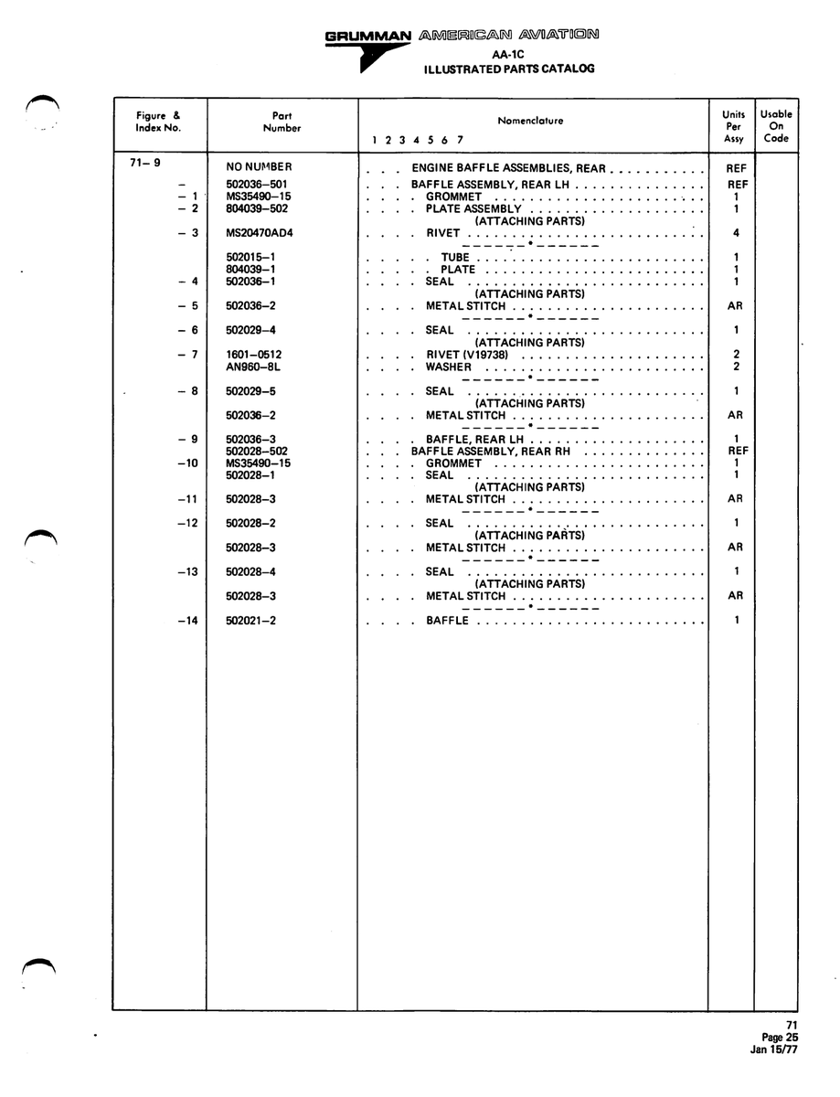 Aviation Part 502028-1 for American AA-1 Aircraft