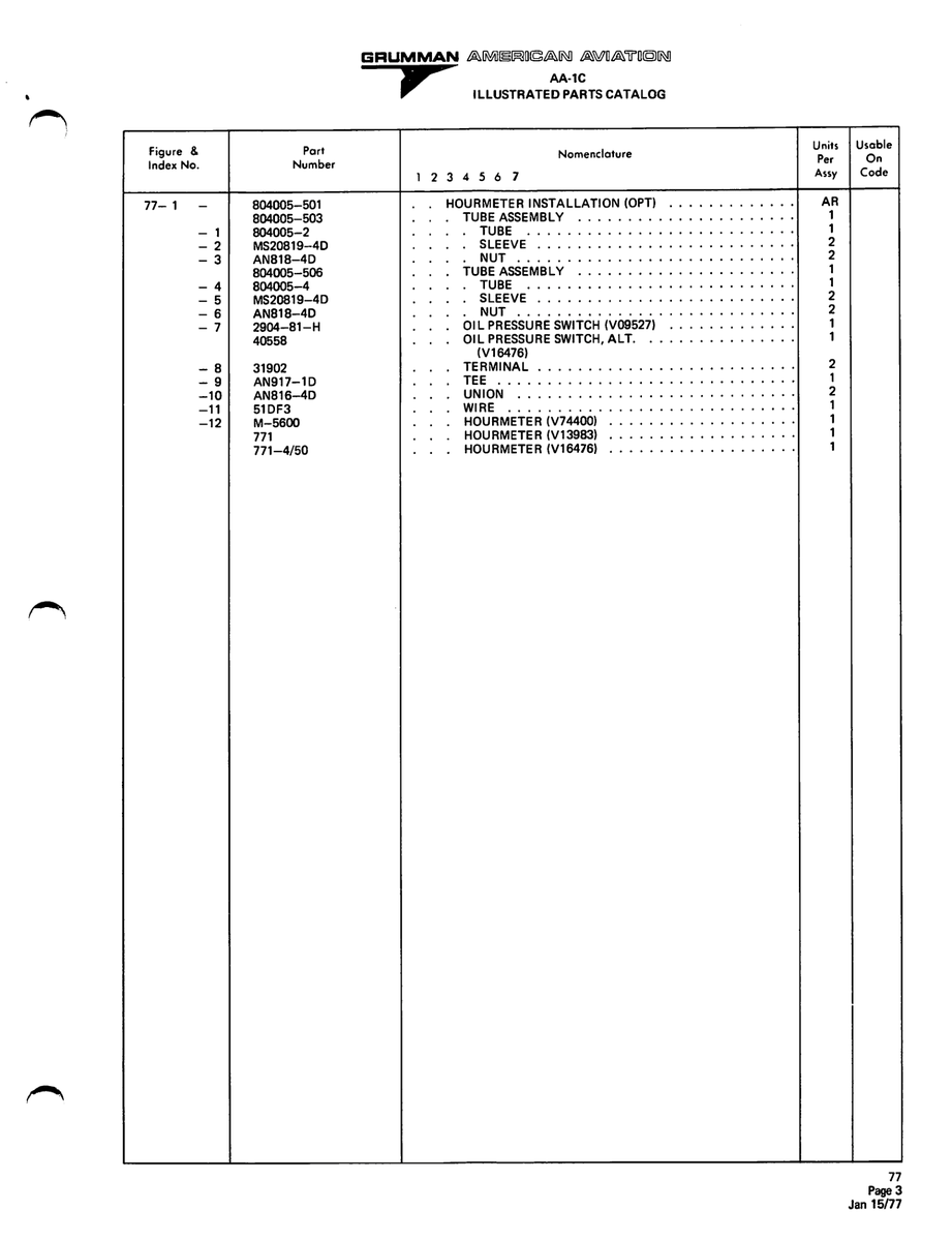 Aviation Part 804005-2 for American AA-1 Aircraft
