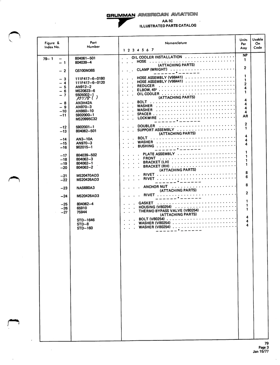 Aviation Part 5902000-1 for American AA-1 Aircraft