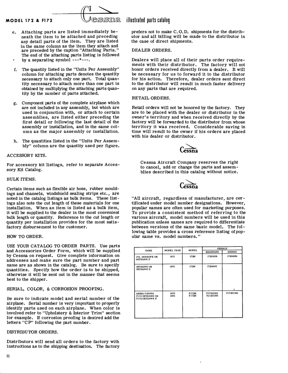Aviation Part 17264684 for Cessna 172 Skyhawk Aircraft
