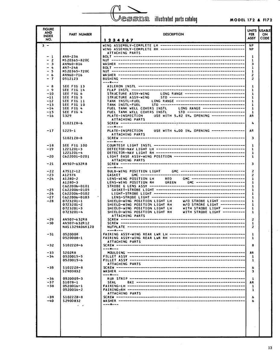 Aviation Part 1221201-4 for Cessna 172 Skyhawk Aircraft