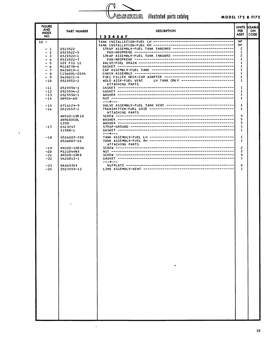 Aviation Part 3426015-1 for Cessna 172 Skyhawk Aircraft