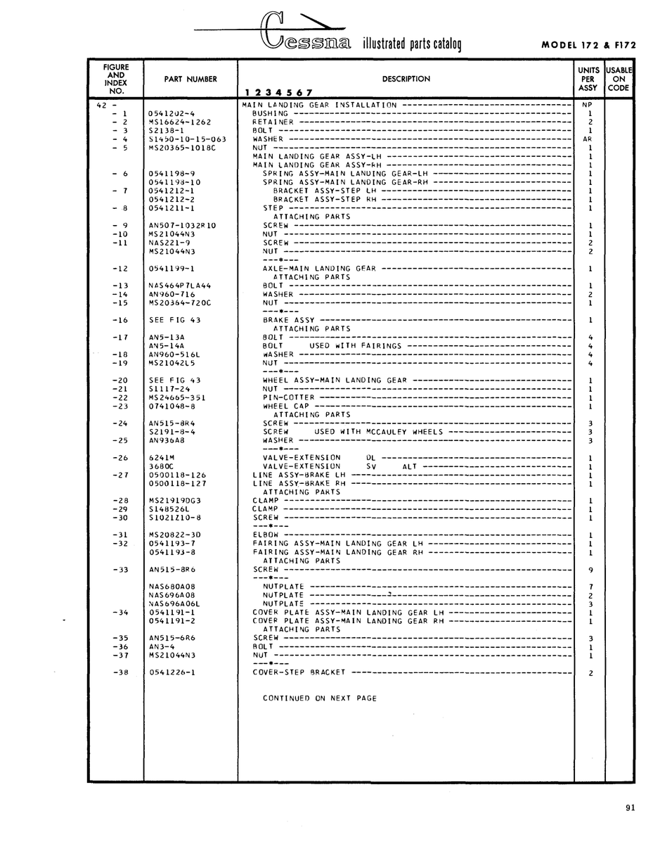 Aviation Part 0741048-8 for Cessna 172 Skyhawk Aircraft