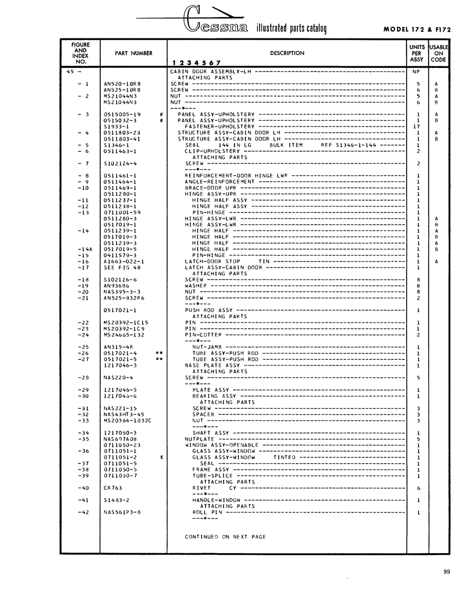 Aviation Part 0511280-3 for Cessna 172 Skyhawk Aircraft