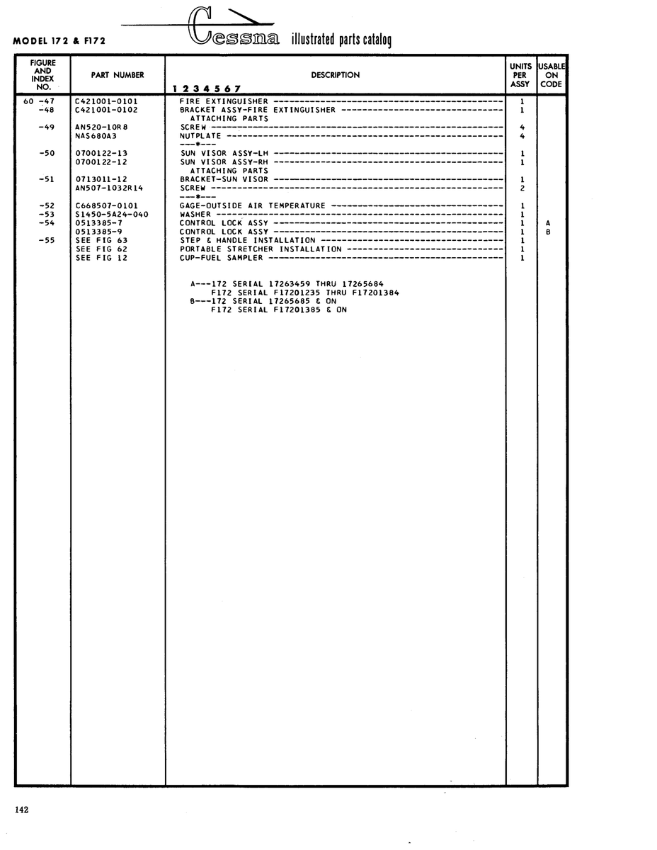 Aviation Part 3513385-9 for Cessna 172 Skyhawk Aircraft